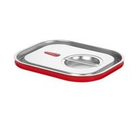 HENDI Coperchio per contenitori GN 1/4 in acciaio inox di HENDI, con bordo in silicone e valvola di rilascio del vuoto, chiusura ermetica, resistenza termica da -40° a 300°C, 265x162 mm