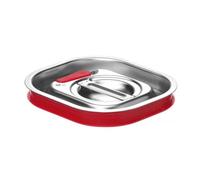 HENDI Coperchio per contenitori GN 1/6 in acciaio inox di HENDI, con bordo in silicone e valvola di rilascio del vuoto, chiusura ermetica, resistenza termica da -40° a 300°C, 176x162 mm