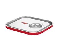 HENDI Coperchio per Contenitore GN 2/3, in Acciaio Inossidabile, con Bordo in Silicone e Valvola di Vuoto, Chiusura Ermetica, Resistente da -40° a 121°C, 354x325mm
