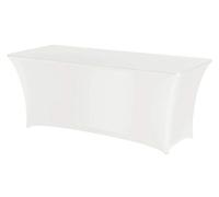 HENDI Copritavolo rettangolare, tovaglia o copertura elasticizzata per eventi, banchetti e buffet, lavabile e riutilizzabile, 1200x760x(H)730mm, jersey liscio, bianco, poliestere/elastan