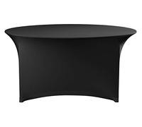 HENDI Copritavolo rotondo, tovaglia o copertura elasticizzata per eventi, banchetti e buffet, lavabile e riutilizzabile, ø1500x(H)760mm, jersey liscio, nero, poliestere/elastan