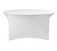 HENDI Copritavolo rotondo, tovaglia o copertura elasticizzata per eventi, banchetti e buffet, lavabile e riutilizzabile, ø1500x(H)760mm, jersey liscio, bianco, poliestere/elastan