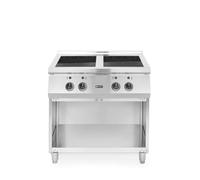 HENDI Cucina a Induzione Professionale di 4 Fuochi con Comandi Analogici, 11 Livelli di Potenza, Adatto a Pentole Ø260mm, Ripiano Integrato, 17kW/400V, 800x720x(H)854mm, Acciaio Inox