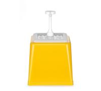 HENDI Dosatore per salse con pompa, distributore di condimenti, dispenser riutilizzabile, senza BPA, capacità: 2,5 L, dosaggio: 20 ml, 230x210x(H)327mm, giallo, ABS, polipropilene