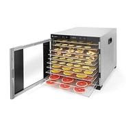 HENDI Essiccatore alimentare, con 10 griglie, per l’essiccazione di frutta, verdura e carne, timer, intervallo di temperatura da 35º a 75ºC, 230V/1000W, 430x535x(H)416mm, acciaio inossidabile