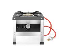 HENDI Fornello a Gas Professionale Hokker per Uso Interno, con Termocoppia e Accensione Elettronica, Compatibile con Gas Propano e Butano, 6,0kW, 400x440x(H)390mm, Acciaio Inox