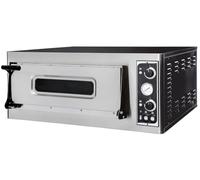 HENDI Forno per Pizza BASIC 4, Pannello Analogico, 1 Camera per 4 Pizze ø32cm, 50-450°C, Controlli Analogici, Mattoni Refrattari, 400V/4700W, 975x930x(H)413mm, Acciaio Inox