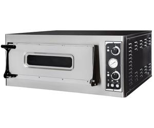 HENDI Forno per Pizza BASIC 4, Pannello Analogico, 1 Camera per 4 Pizze ø32cm, 50-450°C, Controlli Analogici, Mattoni Refrattari, 400V/4700W, 975x930x(H)413mm, Acciaio Inox