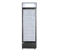 HENDI Frigorifero pubblicitario Arktic per bevande, armadio refrigerato verticale con pannello retroilluminato, 1 porta, 254L, 0-10°C, 220V, 250W, 578x605x(H)1980mm, acciaio verniciato a polvere nero