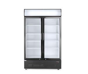 HENDI Frigorifero pubblicitario Arktic per bevande, armadio refrigerato verticale con pannello retroilluminato, 2 porte, 512L, 0-10°C, 220V, 510W, 1120x585x(H)1900mm, acciaio verniciato a polvere nero