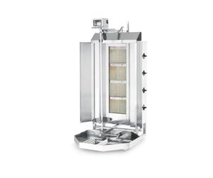 HENDI Griglia giroscopica verticale a gas per kebab, macchina verticale rotante per grigliare shawarma, gyros, multigrill, 4 bruciatori, 12 kW, capacità: 80kg, 230V, 470x550x(H)1150mm, acciaio inox