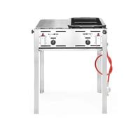 HENDI Grill a gas Roast-Master Maxi 50-50, cucina, griglia per barbecue, a gas propano e butano, accensione elettronica, 11,6kW(Hs), 650x540x(H)840mm, acciaio inox 18/0