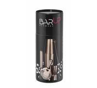 HENDI Kit da bar nel tubo, BarUp, utensili per barman: shaker Boston, colino Hawthorne, doppio jigger, pestello e cucchiaio da bar a spirale con disco pestello, ø120x(H)320mm, inox placcato rame