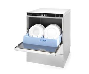 HENDI Lavastoviglie industriale, per cestelli 50x50 cm, con comando elettromeccanico, macchina lavapiatti lavabicchieri lavatazze, 400V, 6600W, 570x600x(H)830mm, acciaio inossidabile