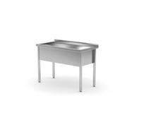 HENDI Lavello da cucina, singolo, rettangolare, profondità della vasca: 300mm, saldato, gambe regolabili, apertura per rubinetto ø30mm, piletta ø52mm, 1000x700x(H)850mm, acciaio inox