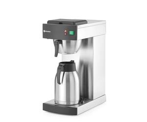 HENDI Macchina da caffè americano, per caffè macinato per filtro, incl. 100 filtri di carta e 1 caraffa termica da 2L, caffettiera americana a goccia, 230V, 1400W, 215x410x(H)520mm, acciaio inox