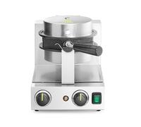 HENDI Macchina elettrica rotante per Bubble Waffle, piastra per bubble waffle, piastre antiaderenti in alluminio fuso, 50°C-210°C, 1500W, 255x560x(H)318mm, acciaio inox