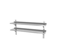 HENDI Mensola a parete, doppia, regolabile, per autoassemblaggio, rimovibile per una facile pulizia, per ristorante, bar, cucina, saldata, 1400x300x (H) 600mm, acciaio inossidabile