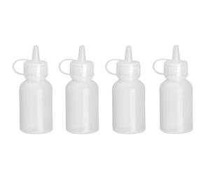 HENDI Mini bottiglia dosatrice di salse e condimento, riutilizzabile, set di 4 pezzi, biberon dosatore da spremere, flacone squeeze, ketchup, mustard, oli, mousse, 0,05L, ø35x(H)100mm, polietilene
