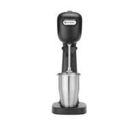 HENDI Frullatore milkshaker, cappuccino freddo, frappè, frullatore per bevande, Incluse 2 ciotole (acciaio inox e policarbonato) e 2 set di 2 agitatori di ricambio, 230V/400W, 170x196x(H)490mm, nero