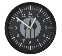 HENDI Orologio da parete, rotondo, batteria AA, movimento al quarzo silenzioso, orologio da cucina, moderno, per arredare casa, ufficio, ristoranti, bar, ⌀356x(H)45mm, HIPS, nero