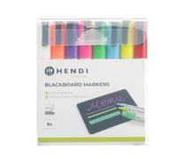HENDI Pennarelli a gesso liquido per lavagna nera, punta rotonda 3 mm, set da 8 colori, cancellabili con panno umido, 126x20x(H)146mm, polipropilene