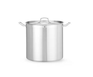 HENDI Pentola alta, con coperchio con fori per il rilascio del vapore, calderone, casseruola, tegame, adatta a tutte le fonti di calore, lavabile in lavastoviglie, 37L, ø360x(H)360mm, acciaio inox