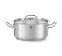 HENDI Pentola bassa, con coperchio con fori per il rilascio del vapore, calderone, casseruola, tegame, adatta a tutte le fonti di calore, lavabile in lavastoviglie, 2.9L, ø200x(H)95mm, acciaio inox
