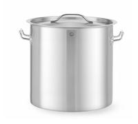 HENDI Pentola con coperchio, grande capacità: 25L, adatta a tutte le fonti di calore, lavabile in lavastoviglie, ø345x(H)350mm, acciaio inox