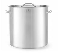 HENDI Pentola con coperchio, grande capacità: 98L, adatta a tutte le fonti di calore, lavabile in lavastoviglie, ø500x(H)500mm, acciaio inox