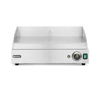 HENDI Piastra elettrica liscia, griglia di cottura, grill e barbecue con cassetto raccogli-grassi estraibile, temperatura fino a 300°C, 230V, 2400W, 550x380x(H)240mm, inox
