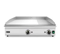 HENDI Piastra elettrica mista 2/3 liscia e 1/3 rigata, griglia di cottura, grill e barbecue con cassetto raccogli-grassi estraibile, temperatura fino a 300°C, 230V, 3500W, 697x474x(H)233mm, inox