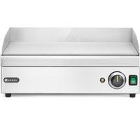 HENDI Piastra elettrica liscia, con cassetto raccolta grassi rimovibile, temperatura regolabile fino a 300°C, piastra di cottura, griglia, grill, barbecue, 230V, 2400W, 526x444x(H)232mm, acciaio inox