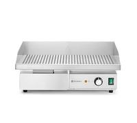 HENDI Piastra scanalata per la raccolta del grasso removibile, paraspruzzi, intervallo di temperatura fino a 300 °C, distribuzione uniforme del calore, griglia elettrica, 230 V/3000 W, 550 x 430 x 240