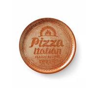 HENDI Piatto per Pizza Rotondo in Porcellana Smaltata con Motivo Testo e Illustrazione, Piatto Portapizza, Adatto a Microonde e Lavastoviglie, ⌀330mm, Rosso