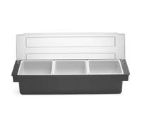 Hendi Porta condimenti BarUp – 3 vaschette per guarnizioni cocktail con coperchio trasparente, Nero