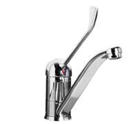 HENDI Rubinetto da cucina con maniglia lunga, rubinetto per acqua, rubinetto per lavello, foro di montaggio necessario: ø35 mm, acciaio inox