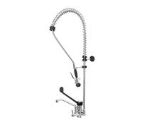 HENDI Rubinetto da Cucina Professionale, Miscelatore Monocomando con Beccuccio Girevole e Doccetta di Prelavaggio ad Alta Pressione, Altezza 1060mm, Foro 32,5mm, Attacchi G3/8'', Acciaio Inox