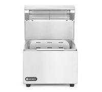 HENDI Scalda patatine fritte, riscaldatore elettrico per patatine con lampada a infrarossi, vassoio forato e contenitore GN 1/2 estraibili, 220V, 400W, 357x267x(H)376mm, acciaio inox
