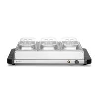 HENDI Scaldavivande elettrico per buffet, riscaldatore di alimenti con 3 contenitori GN 1/3 con coperchio, 40-75°C, 400 W, smontabile come piastra calda, 657x381x(H)161 mm, acciaio inossidabile