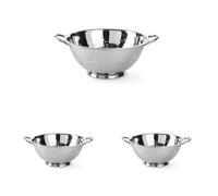 HENDI Scolapasta da cucina, cestello, colino, per cucinare e lavare pasta, verdure, frutta, insalate, rotondo, forato, con base e 2 maniglie, ø340x(H)160 mm, acero inoxidable (Confezione da 3)