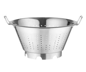 HENDI Scolapasta da cucina, cestello, colino, per cucinare e lavare pasta, verdure, frutta, insalate, rotondo, forato, con base e 2 maniglie, ø415x(H)210 mm, acero inoxidable