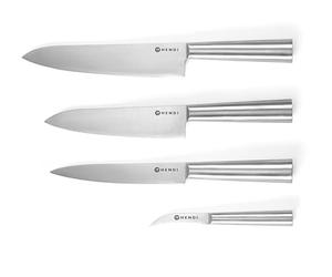 HENDI Set di coltelli da cucina, 4 pezzi, manici resistenti alla corrosione, ergonomici e sicuri, lame resistenti, realizzate in un unico pezzo di acciaio inossidabile