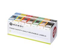 HENDI Set di etichette giornaliere per sicurezza alimentare con dispenser, 7 rotoli da 1000 etichette, 25x25mm, 240x80x(H)100mm