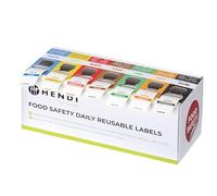 HENDI Set di etichette giornaliere per sicurezza alimentare con dispenser, 7 rotoli da 1000 etichette, 25x25mm, 240x80x(H)100mm