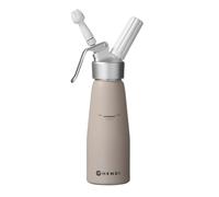 HENDI Sifone da cucina per panna montata, con 3 beccucci decorativi in polipropilene e spazzolina per la pulizia, sifone panna montata, 0,5L, ø80x(H)260mm, alluminio, taupe