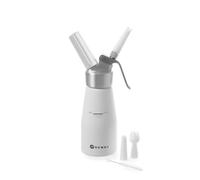 Hendi Sifone per cucina, set di 3 ugelli erogatori ed una spazzolina per la pulizia, per panna montata, mousse, dessert, sifone per panna montata, 0,25L, ø80x(H)200mm, alluminio, bianco, Bianco, 0.25L