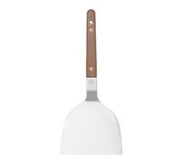 HENDI Spatola Teppanyaki giapponese, manico in legno di noce, turner per hamburger, uova, paletta e raschietto per piastra, utensile da cucina per barbecue e griglia - 240x105 mm, acciaio inox