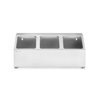 HENDI Supporto per Contenitori Gastronorm, Organizzatore da Cucina con 3 Scomparti (3x GN 1/6), Antiscivolo e Fissaggio a Parete, 512x245x(H)215mm, Acciaio Inox