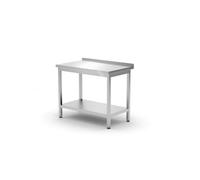 HENDI Tavolo da lavoro, a parete, piano di lavoro, con ripiano, da montare, piedi regolabili, per l'autoassemblaggio, per hotel, ristoranti, bar, cucina, alzatina 40mm, 800x600x(H)850mm, acciaio inox